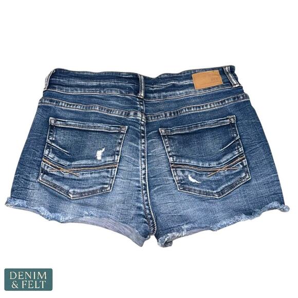 BKE Denim Gabby Stretch High Rise Denim Short Size 27 Distressed Corey Wash - Picture 5 of 16